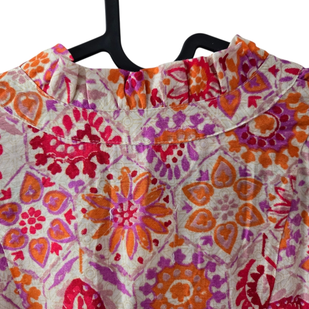 Umgee Floral Sunny Days Babydoll Mini Dress Pink Mix Flutter Sleeve Boho - Picture 6 of 11